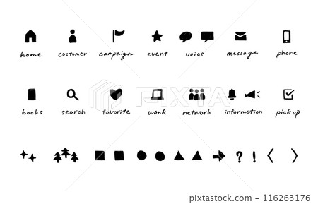Hand drawn simple business icon set, vector material 116263176