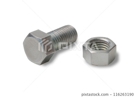 Screws and nuts in a white space Screws and nuts in a white space 116263190