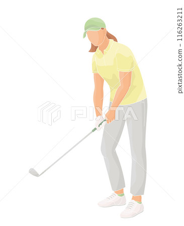 golf player female character with club golf player female character with club 116263211