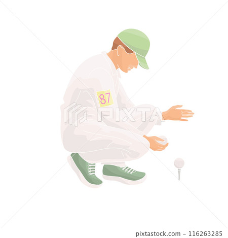 smiling golf club staff character male caddie with golf ball smiling golf club staff character male caddie with golf ball 116263285