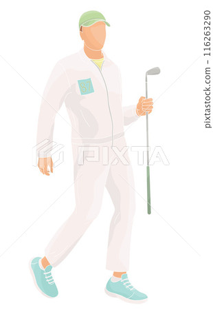 smiling golf club staff character male caddie with golf club 116263290