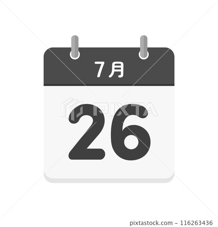 July 26th daily calendar icon - Illustration material of a Japanese calendar with the date 7/26 116263436