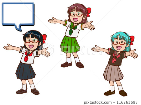 Sailor suit girl with open arms and a smile 3 116263685