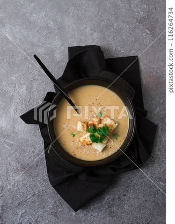 cream soup, mashed soup, beige, mushroom, onion, cauliflower, vegetarian soup, cream soup, mashed soup, beige, mushroom, onion, cauliflower, vegetarian soup, 116264734