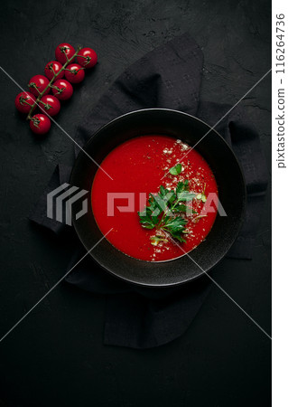 tomato soup, with herbs and spices, homemade, no people, 116264736