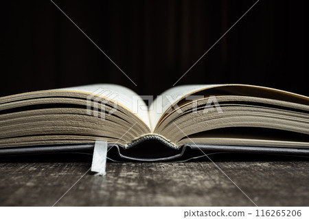 open book close up with bookmark. High quality photo 116265206