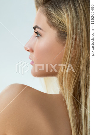 Portrait of beautiful blonde woman in studio Portrait of beautiful blonde woman in studio 116265496