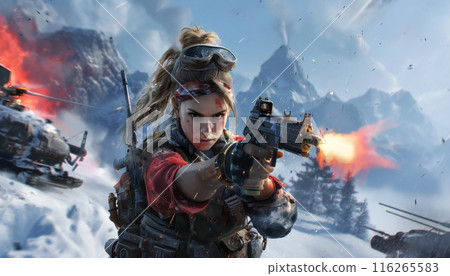 A courageous woman with a weapon in her hands, who fights for what she believes in 116265583