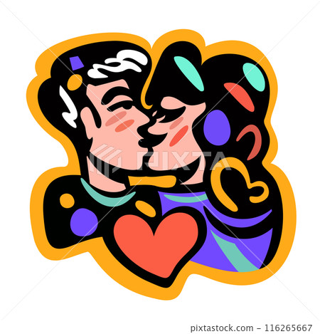 Kissing couple. Bright isolated illustration. 116265667