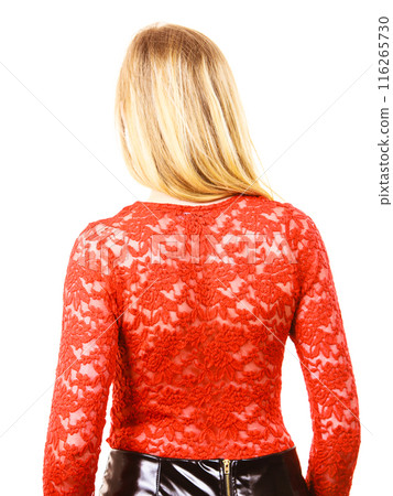 Elegant young woman wearing red top Elegant young woman wearing red top 116265730