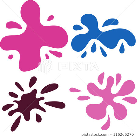 Round figures of splashes, blots and flying drops 116266270