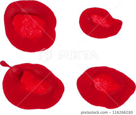 Red drops of watercolor paint on isolated background 116266280