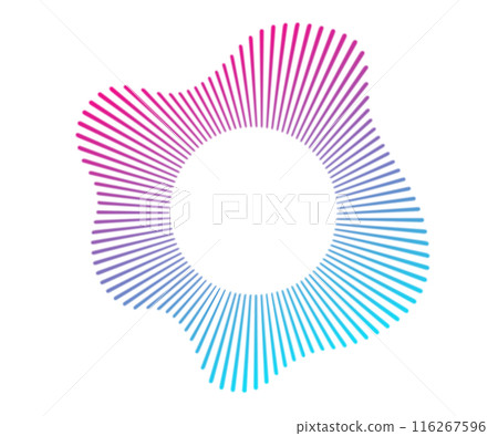 A set of neon equalizers. Audio multicolor waves. Radial curve of audio wave. Vector illustration. A set of neon equalizers. Audio multicolor waves. Radial curve of audio wave. Vector illustration. 116267596