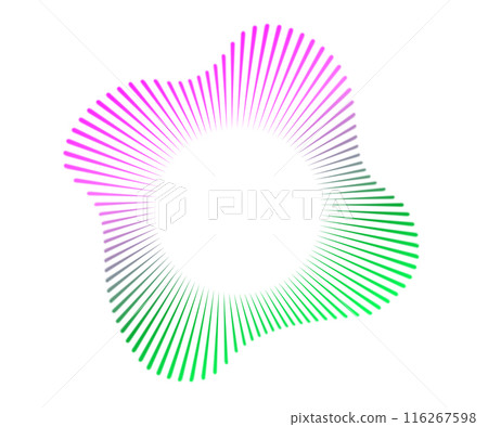 A set of neon equalizers. Audio multicolor waves. Radial curve of audio wave. Vector illustration. 116267598