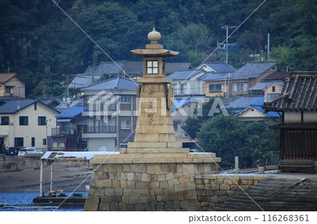 廣島縣福山市鞆之浦清晨的夜燈 116268361