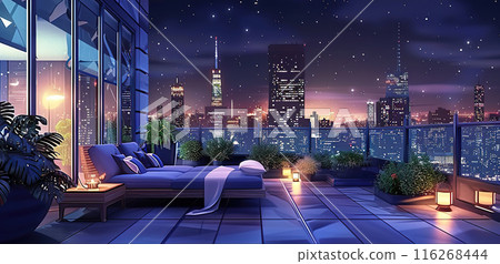 Nighttime Cityscape View from Rooftop Terrace Nighttime Cityscape View from Rooftop Terrace 116268444