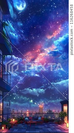 Nighttime Cityscape View from Rooftop Terrace 116268458