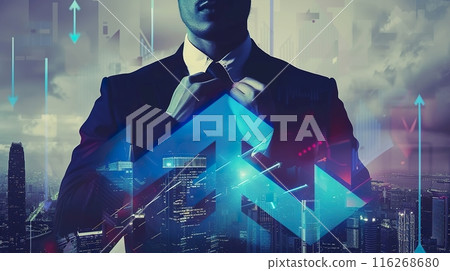 Businessman Overlays with Rising City Trends 116268680