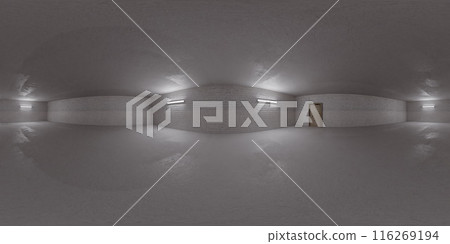 360 degree panorama of a white, empty room with a single door vr environment map 116269194