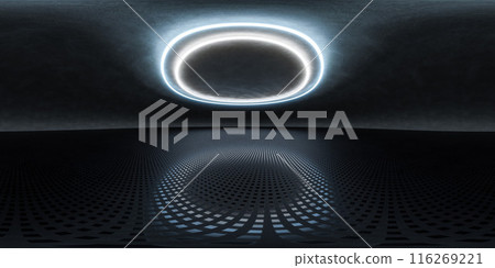 360 degree panorama of an empty room with a single circular light fixture vr environment map 360 degree panorama of an empty room with a single circular light fixture vr environment map 116269221