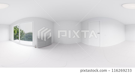 360 degree panorama of a white room with a view of trees vr environment map 360 degree panorama of a white room with a view of trees vr environment map 116269233