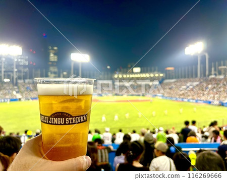Summer professional baseball and ice-cold draft beer 116269666