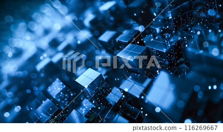 抽象網路結構，藍色背景的未來技術 116269667