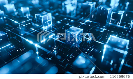Abstract cyber structure in blue tones, futuristic technology 116269676