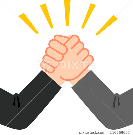 Hands shaking at a high position Hands shaking at a high position 116269693