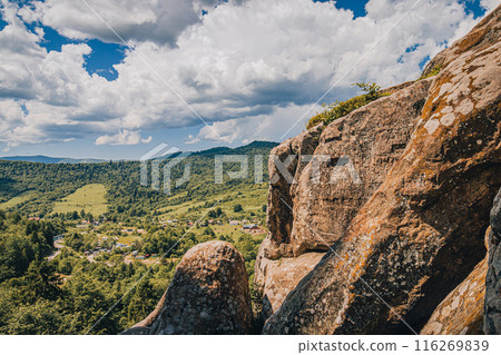 a rocks in Tustan fortress place Skole Beskids National Nature Park Lviv region 116269839