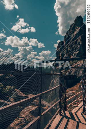 a rocks in Tustan fortress place Skole Beskids National Nature Park Lviv region 116269962