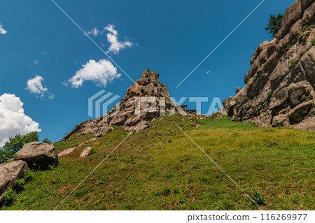 a rocks in Tustan fortress place Skole Beskids National Nature Park Lviv region 116269977