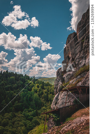 a rocks in Tustan fortress place Skole Beskids National Nature Park Lviv region 116269994