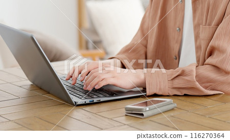 Man using laptop at home 116270364