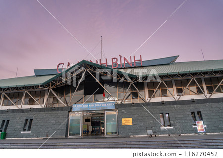 View of the station building at Ninh Binh Station in the evening in Hanoi, Vietnam 116270452