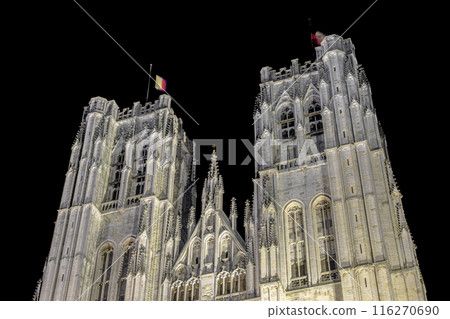 比利時，布魯塞爾，聖米歇爾大教堂照亮 116270690