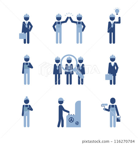 Construction workers pictogram icons is simple style. 116270784