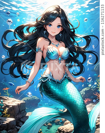 Blue mermaid in the blue sea Blue mermaid in the blue sea 116271133