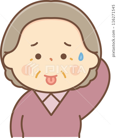 一位伸出舌頭大笑的老婦人 116271545