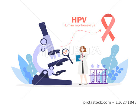 Cervical cancer screening, Human papillomavirus test kit, prevent by Pap smear test, Doctor diagnosis analyzing infected cells HPV virus with microscope, women health concept. Cervical cancer screening, Human papillomavirus test kit, prevent by Pap smear test, Doctor diagnosis analyzing infected cells HPV virus with microscope, women health concept. 116271845