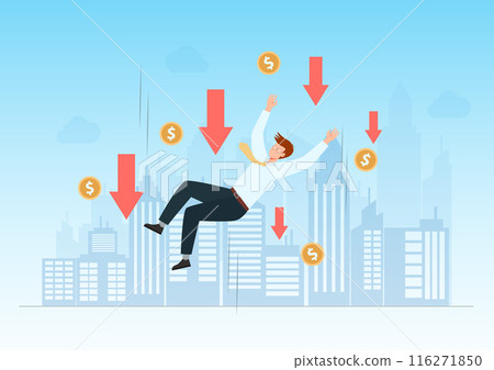 Economic crisis, Recession affect, Inflation. GDP growth decline or sluggish, Economy down, Bankruptcy, Businessman finance and money recession. 116271850
