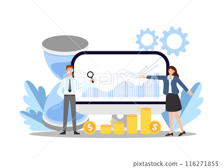 Cost Management and Optimization concept. Strategic financial and marketing analysis for budget optimization. Flat vector illustration 116271855