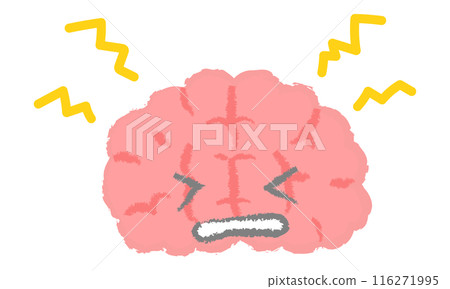 Image of a headache Handwritten style Brain character 116271995