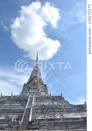 Wat Phu Khao Thong ancient temple with beautiful white pagoda in Ayutthaya Thailand Wat Phu Khao Thong ancient temple with beautiful white pagoda in Ayutthaya Thailand 116272273