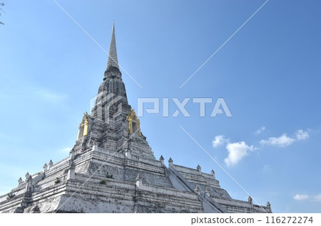 Wat Phu Khao Thong ancient temple with beautiful white pagoda in Ayutthaya Thailand Wat Phu Khao Thong ancient temple with beautiful white pagoda in Ayutthaya Thailand 116272274