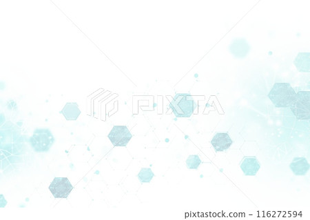 白色背景上的藍色六角形和連接線 116272594