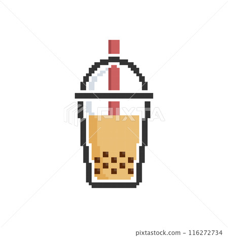 Milk Bubble Tea. Vector icon in 8 bit style 116272734
