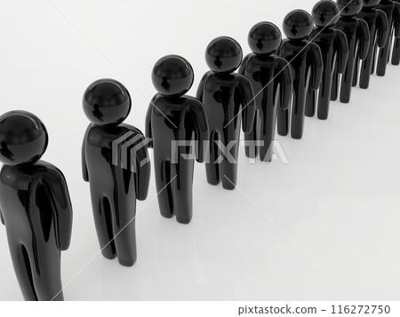 Icon of people waiting in line, black, horizontal, 3D illustration 116272750