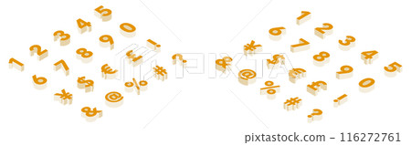 Isometric font numbers top view (yellow) Isometric font numbers top view (yellow) 116272761