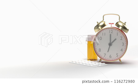 The pill pack and clock for medical or health concept 3d rendering. 116272980